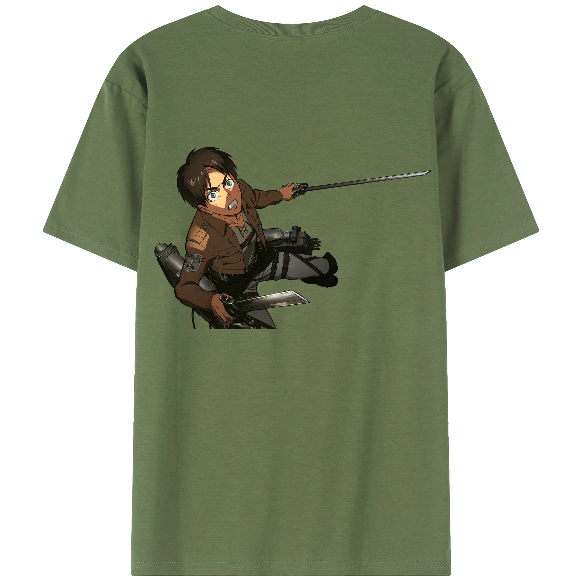 （画像用） 進撃の巨人 エレン･イェーガー Attack on Titan Eren Jäger 綿100％ メンズ半袖Tシャツ（バックプリント） 通気性